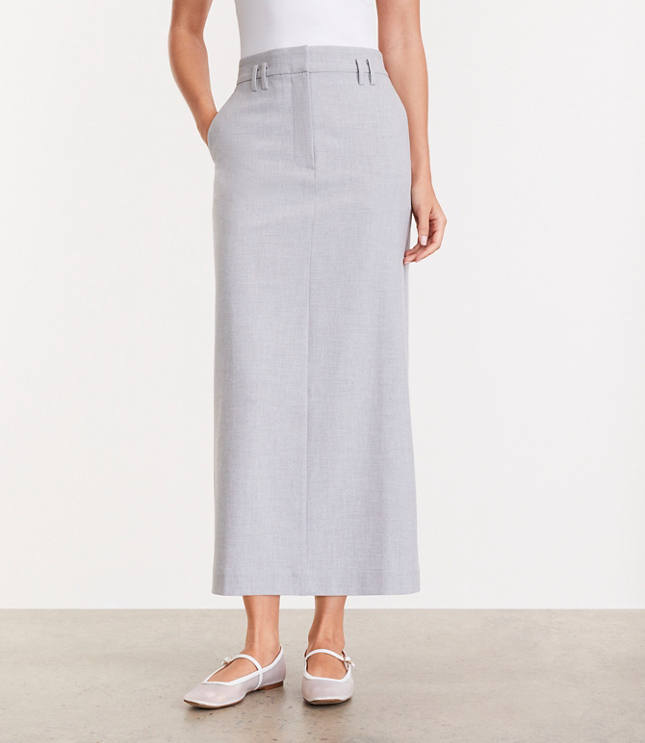 Petite LOFT Versa Heathered Seasonless Stretch Maxi Pocket Skirt