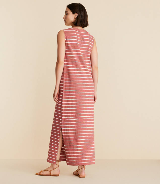 Lou & Grey Striped Soft Slub Maxi Pocket Tee Dress