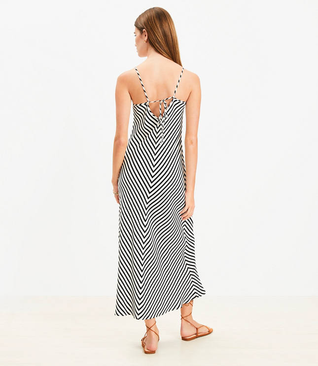 Striped Tie Back Bias Maxi Dress