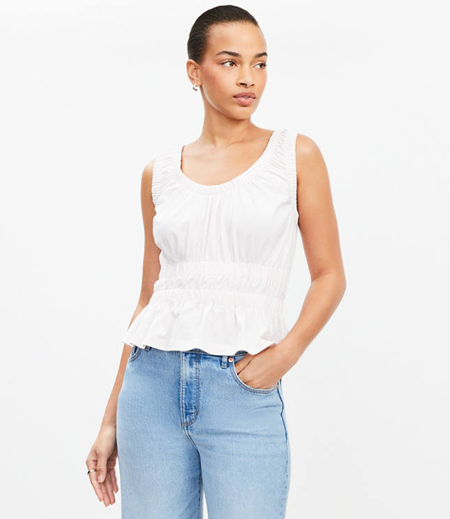 Shirred Peplum Tank Top