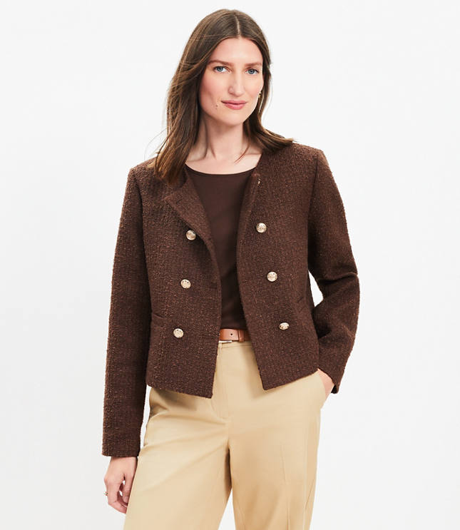 Petite Tweed Double Breasted Jacket