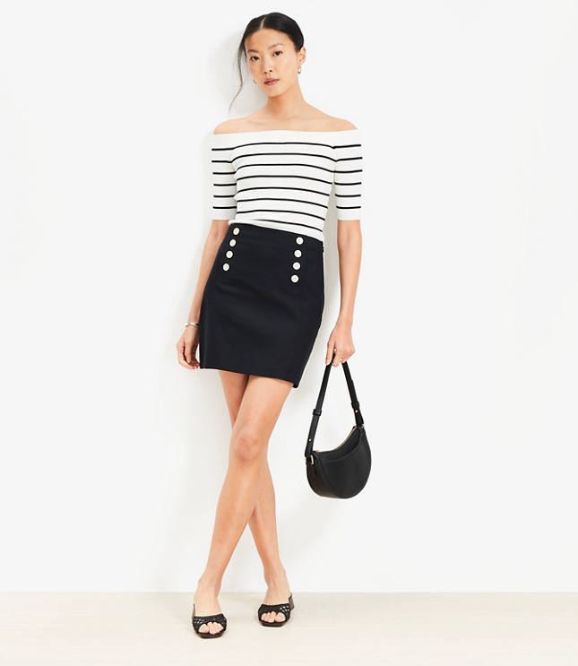 Stripe Ribbed Off The Shoulder Sweater