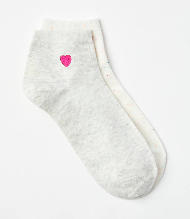 Heart & Flecked Ankle Sock Set