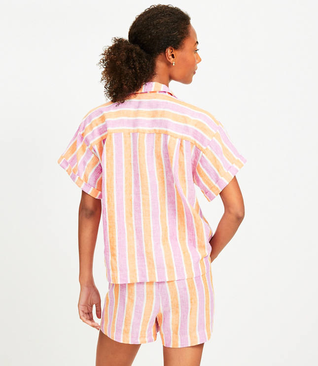 LOFT Beach Striped Linen Shirt