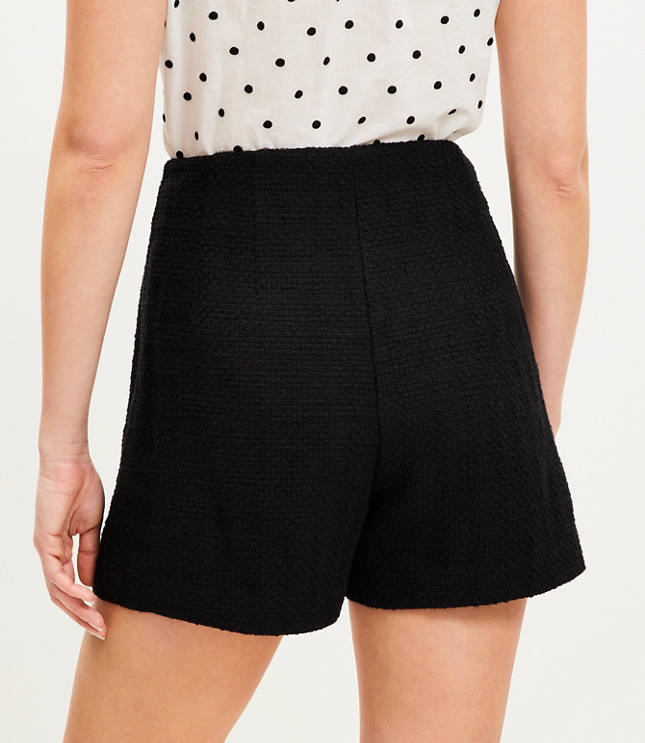Petite Tweed Button Trim Shorts