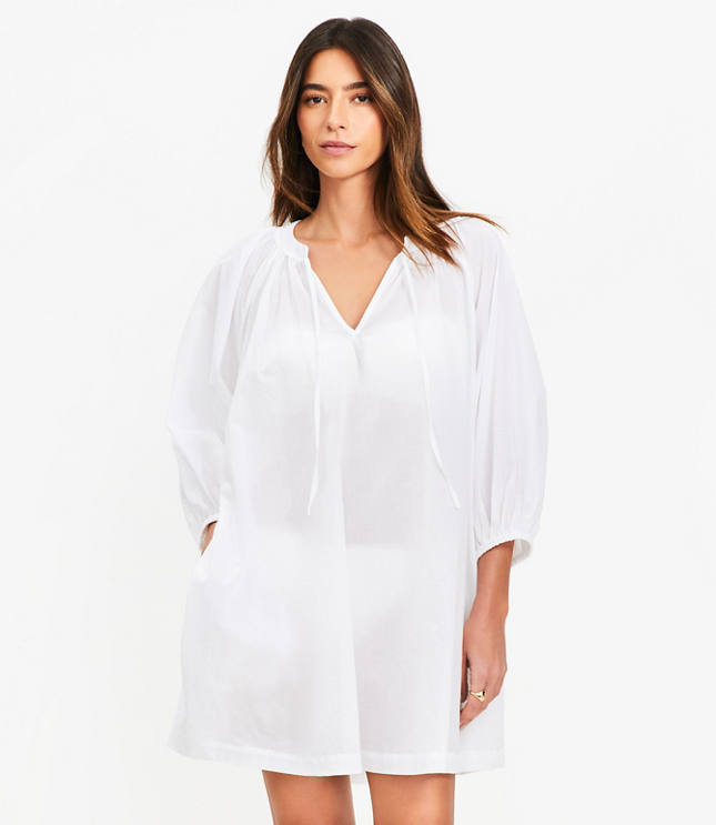 LOFT Beach Tie Neck Pocket Swimsuit Coverup