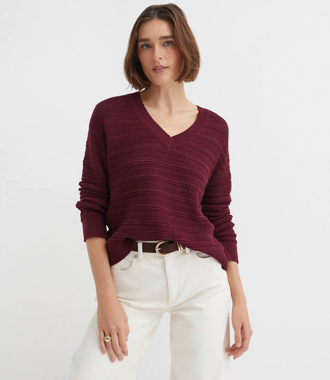 Stitchy V-Neck Sweater