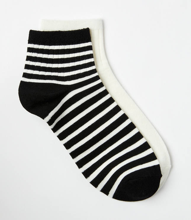 Stripe & Solid Ankle Sock Set