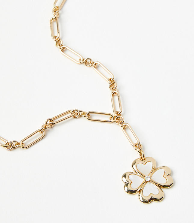 Mother Of Pearl Clover Pendant Y-Necklace