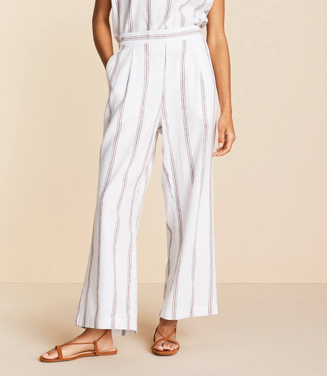 Lou & Grey Striped Linen Cotton Wide Leg Crop Pants