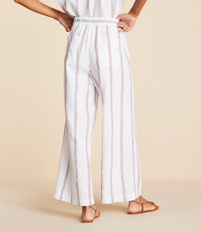 Lou & Grey Striped Linen Cotton Wide Leg Crop Pants