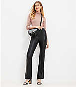 Pintucked Side Zip Flare Pants in Faux Leather carousel Product Image 2