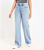 Petite High Rise Wide Leg Jeans in Light Wash Indigo carousel Product Image 1
