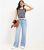 Petite High Rise Wide Leg Jeans in Light Wash Indigo carousel Product Image 2