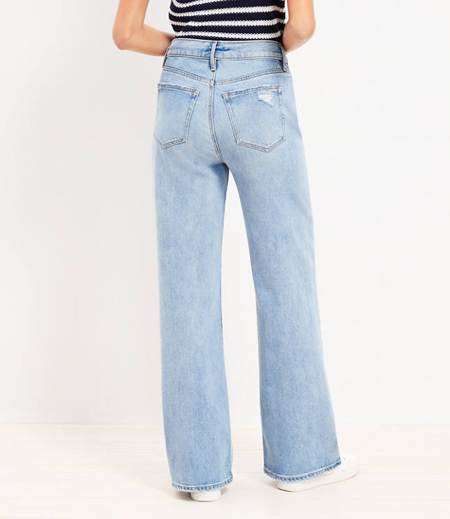 Petite High Rise Wide Leg Jeans in Light Wash Indigo