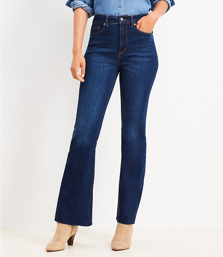 Petite Fresh Cut High Rise Slim Flare Jeans in Dark Wash image number 0