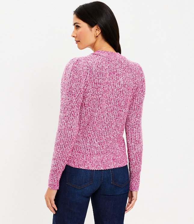 Marled Ribbed V-Neck Sweater