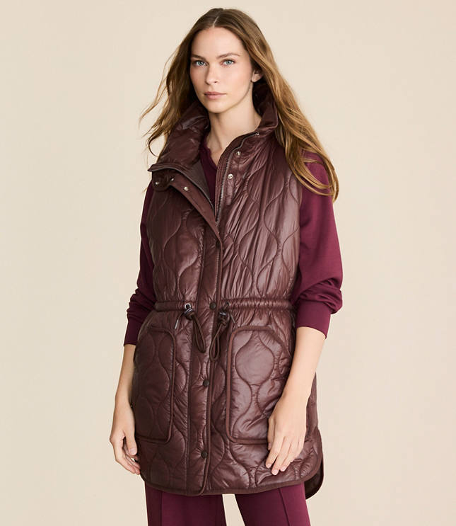 Lou & Grey Quilted Long Pocket Vest