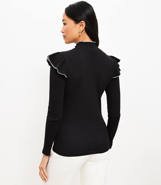 Pointelle Ribbed Ruffle Top curated on LTK