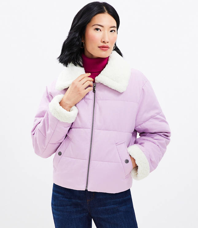 Shearling Collar Puffer Jacket