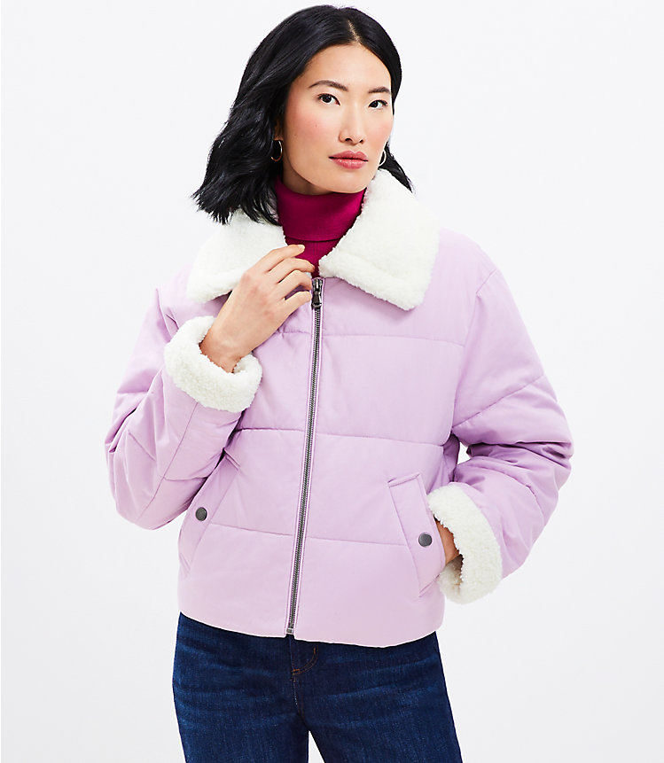 Shearling Collar Puffer Jacket image number 0