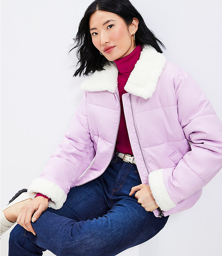 Shearling Collar Puffer Jacket image number 1