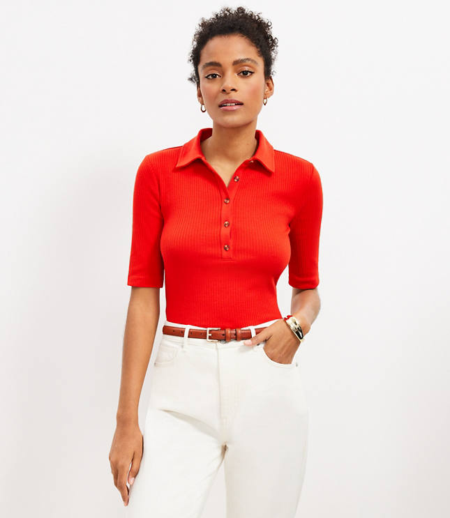 Red polo hot sale button up