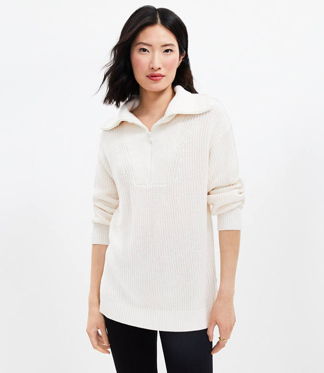 White half best sale zip sweater