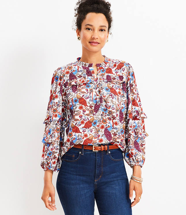 Shirred Peplum Blouse