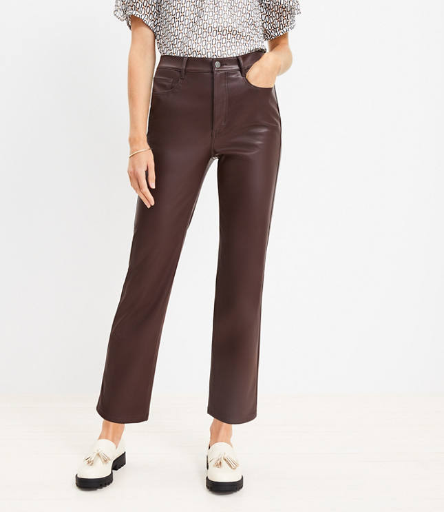 Wide-Leg Super High-Rise Vegan Faux Leather Pants - Petite