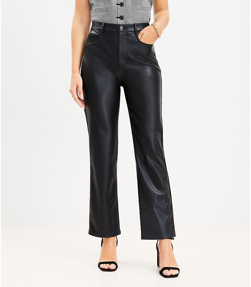 Five Pocket Straight Pants in Faux Leather