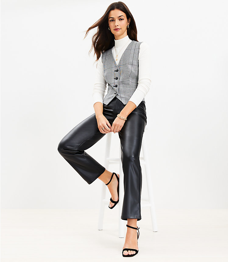Five Pocket Straight Pants in Faux Leather image number 1