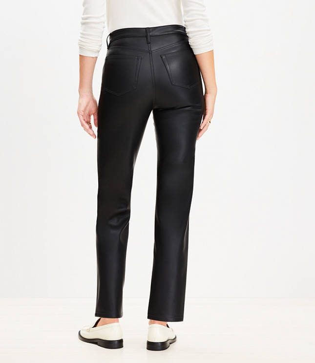 Five Pocket Straight Pants Faux Leather