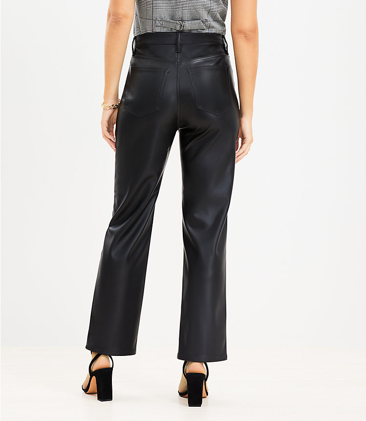 Five Pocket Straight Pants in Faux Leather image number 2