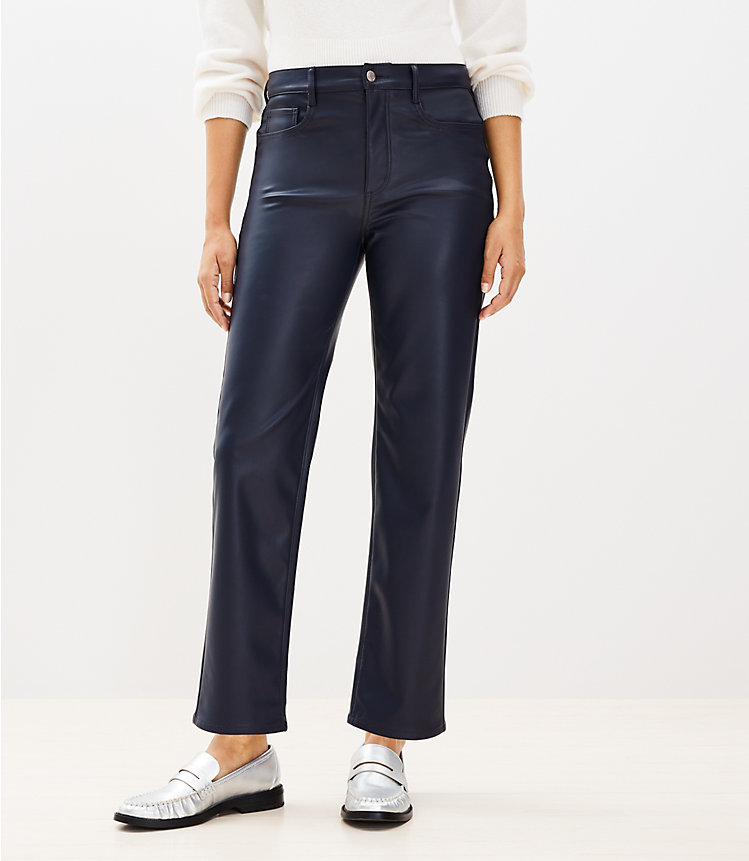 Five Pocket Straight Pants in Faux Leather image number 0