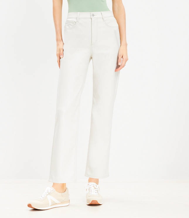 Five Pocket Straight Pants in Faux Leather