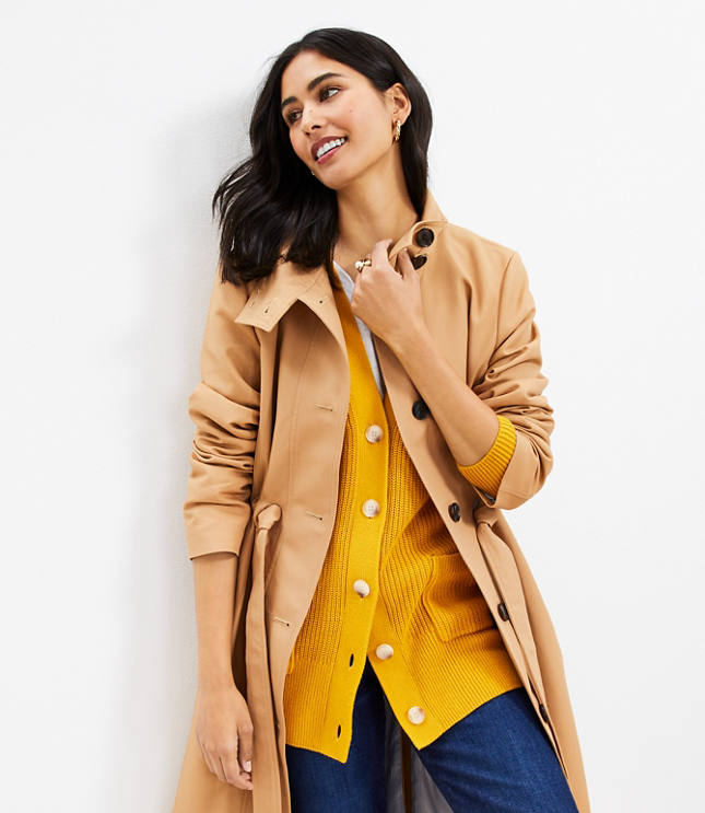 Button-Up Ribbed Hem Cardigan with Chest Pocket