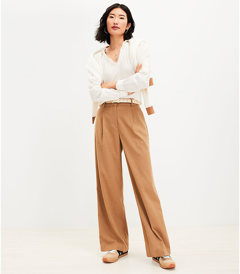 Petite Peyton Trouser Pants in Heathered Brushed Flannel