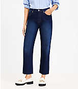 Petite High Rise Straight Jeans in Clean Dark Wash carousel Product Image 1