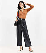Palmer Wide Leg Crop Pants in Faux Leather carousel Product Image 2