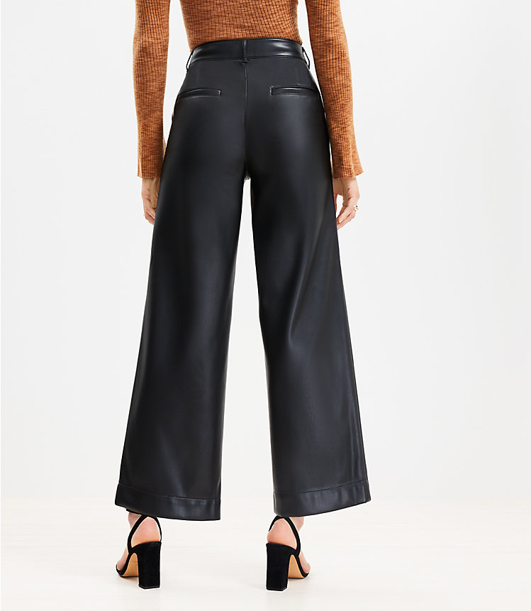 Palmer Wide Leg Crop Pants in Faux Leather image number 2
