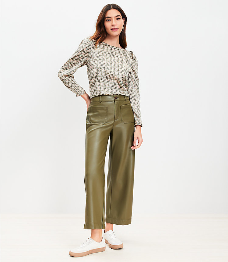 Palmer Wide Leg Crop Pants in Faux Leather image number 1