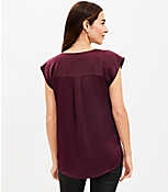 Satin Cap Sleeve V-Neck Top carousel Product Image 3