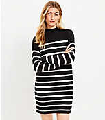 Striped Drop Shoulder Mock Neck Sweater Dress carousel Product Image 1