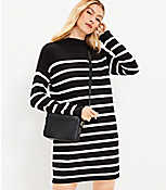 Striped Drop Shoulder Mock Neck Sweater Dress carousel Product Image 2