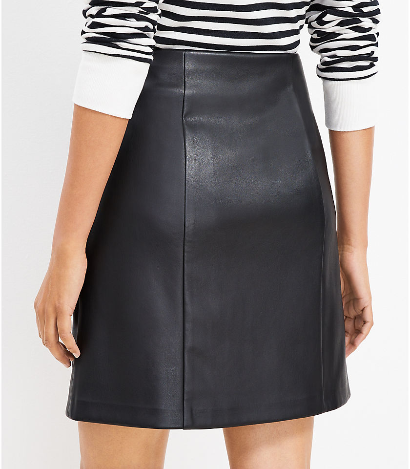 Tall Seamed Faux Leather Skirt