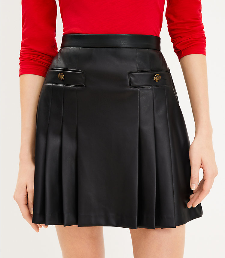 Faux Leather Pleated Pocket Skirt image number 1