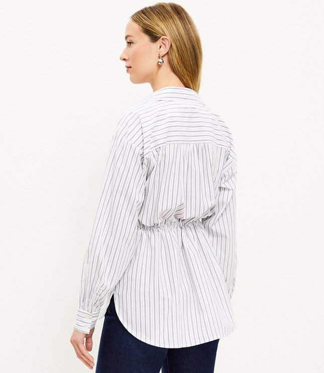 Striped Drawstring Tunic Shirt