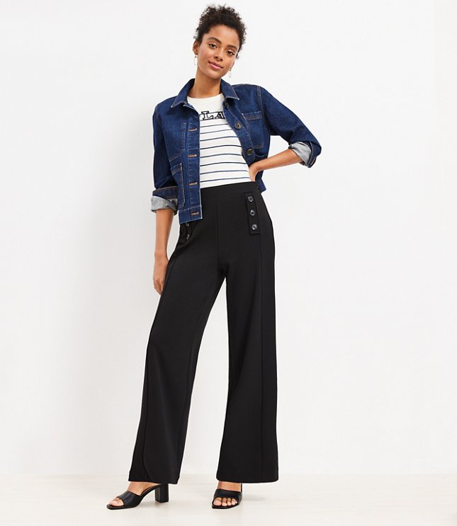 LOFT Tall Pull On Wide Leg Crop Pants in Crepe - ShopStyle