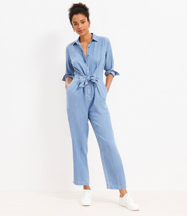 Chambray Tie Front Jumpsuit